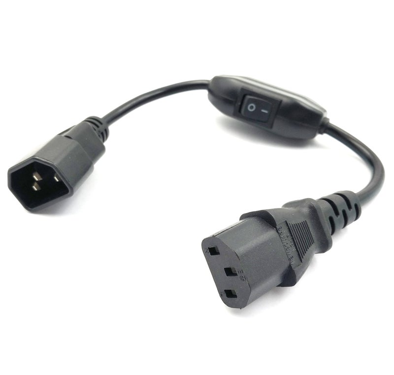 Duttek Power Cord with Switch, PC Power Cord Inline Switch IEC 320 Mains Power C14 to C13 Male to Female Power Extension Cord Cable with Switch Standard Computer to PDU 30CM/1FT - Image 2